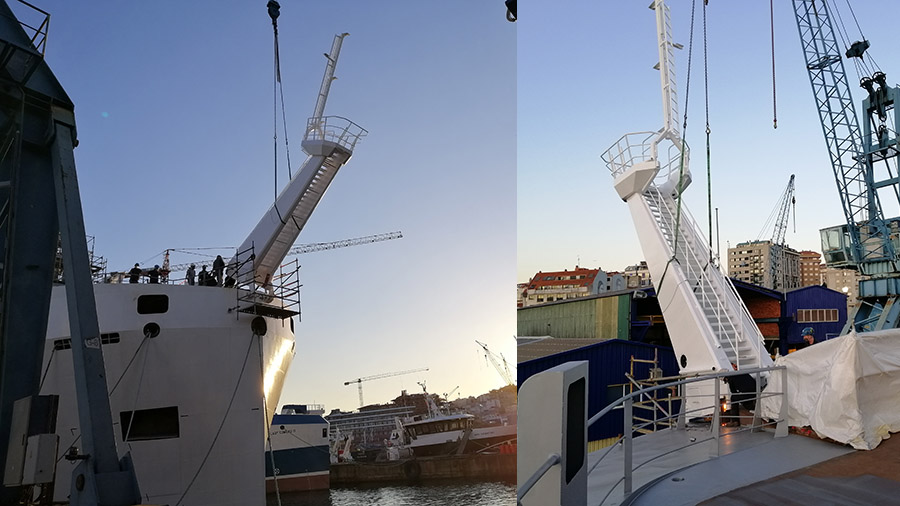Installation of the foreward mast